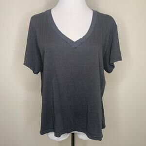 Velvet Gray V Neck Slub Cotton T Shirt Sz Medium